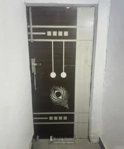 Alternative view of Minimal White Peacock Feather Door Design | GAA003
