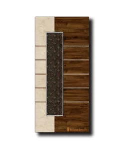 Natural Teak With White Marble Door Design | GAA002