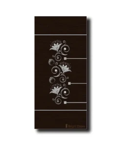 Dark Walnut Door Design With Flowers | GAA006