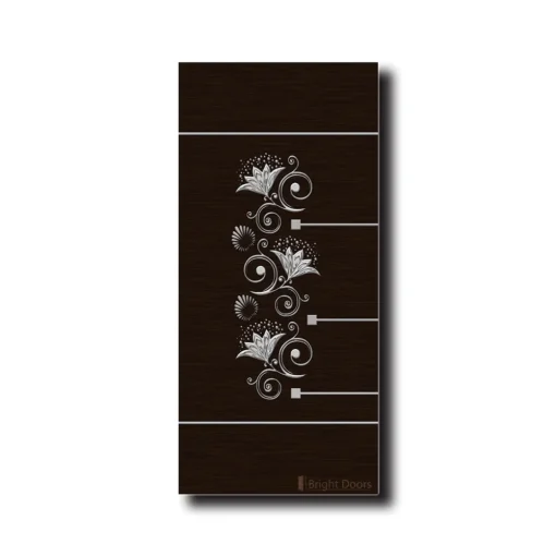 Dark Walnut Door Design With Flowers | GAA006