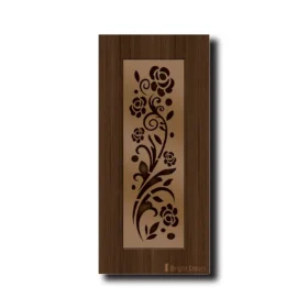 Rose Floral Pattern Wooden Flush Door | GAA037