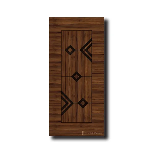 Walnut Wood-Grain Door with Geometric Patterns | GAA058